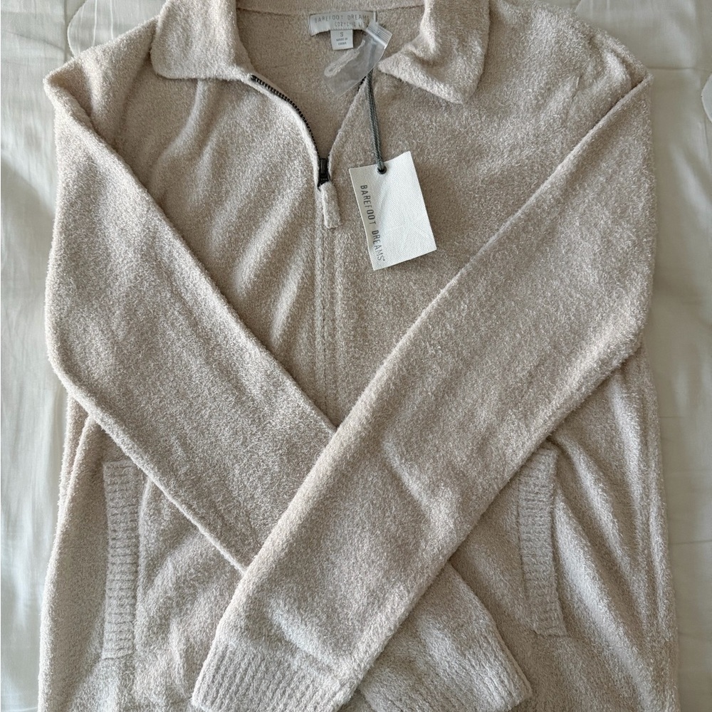 Barefoot Dreams Cream Zip-Up Pullover